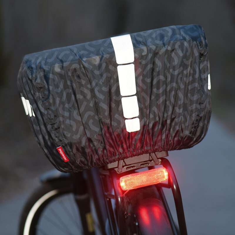 protection de pluie XL panier arrière Reisenthel, Panier vue de dos sur vélo, bandes réfléchissantes